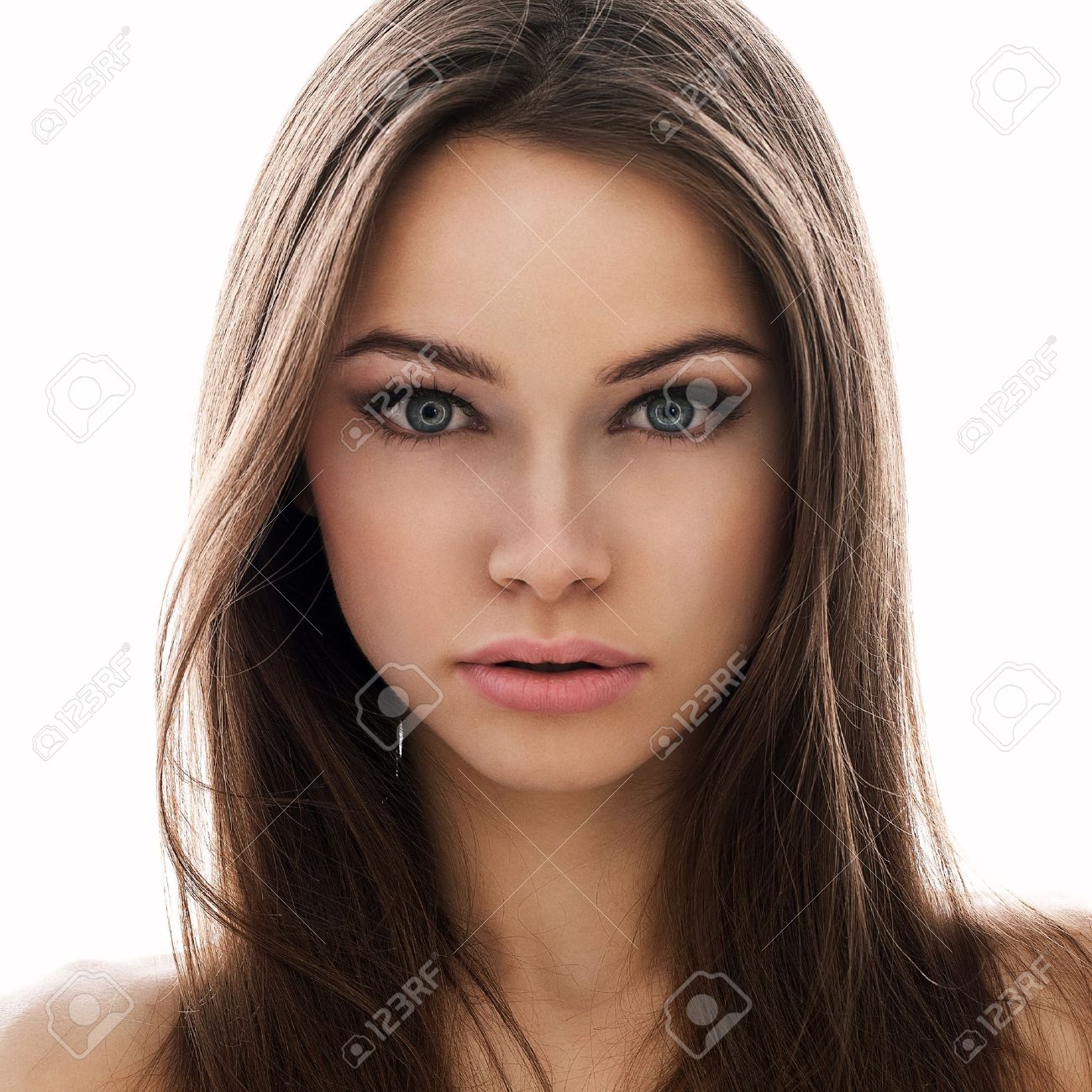 young attractive woman with big eyes stock photo picture and