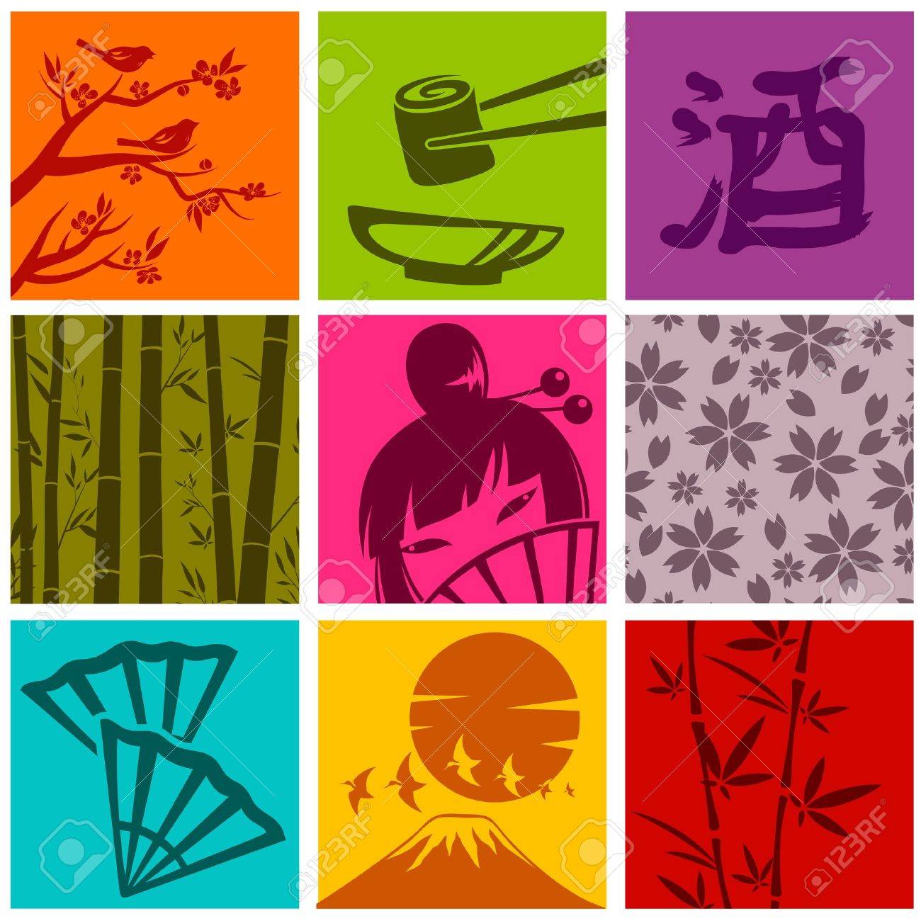 Set Of Elements From Japanese Culture Stock Vector 18093970 Set Of Elements From Japanese Culture Stock Vector 18093970