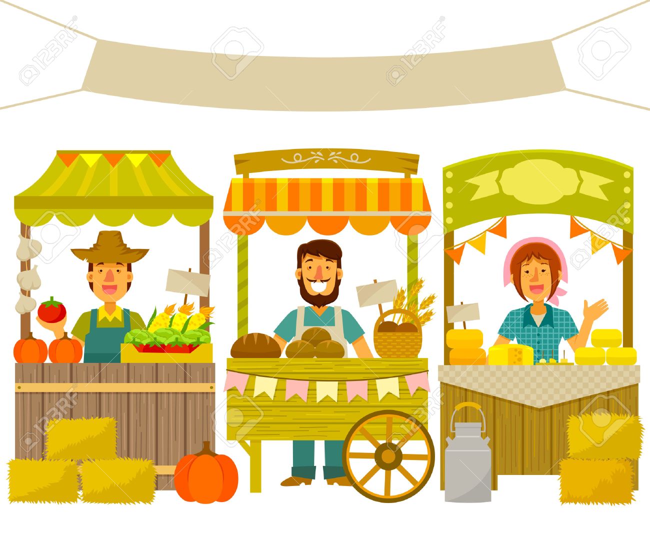 farmers selling their products on wooden stalls - 58027751 farmers selling their products on wooden stalls - 58027751
