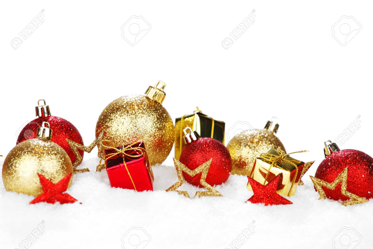 Palline Natale.Immagini Stock Composizione Di Natale E Con Palline Colorate Sulla Neve Image 23950119