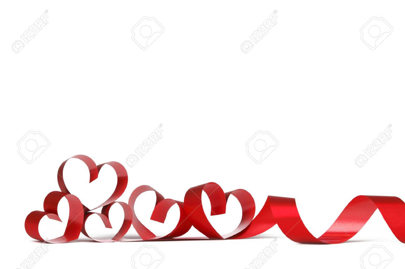 白 バレンタインの日の概念にハート形のリボン の写真素材 画像素材