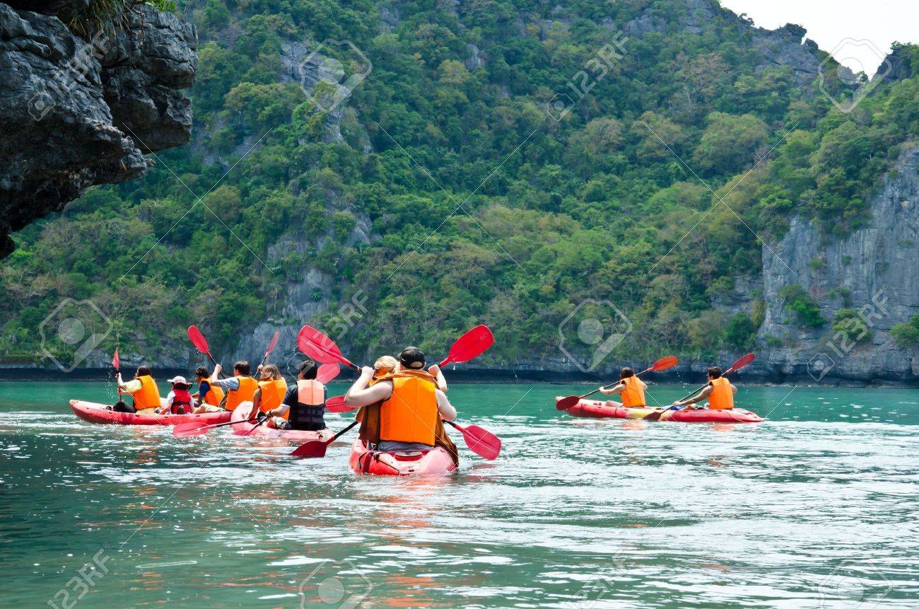 Traveler kayaking in the Gulf of Thailand Angthong National Marine Park, Suratthani province, Thailand - 13413594 Traveler kayaking in the Gulf of Thailand Angthong National Marine Park, Suratthani province, Thailand - 13413594