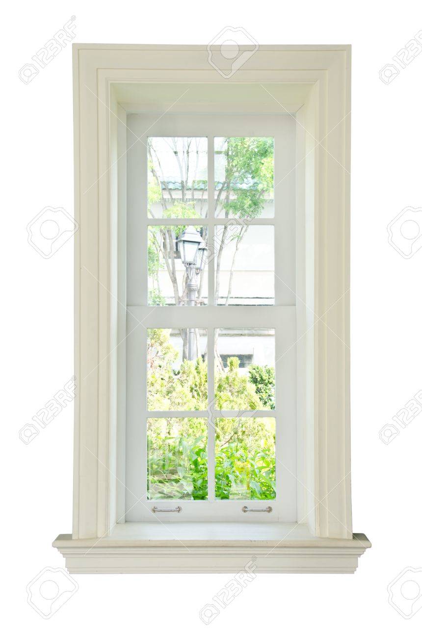 Wood glass window frame isolated on the white background - 14036036 Wood glass window frame isolated on the white background - 14036036