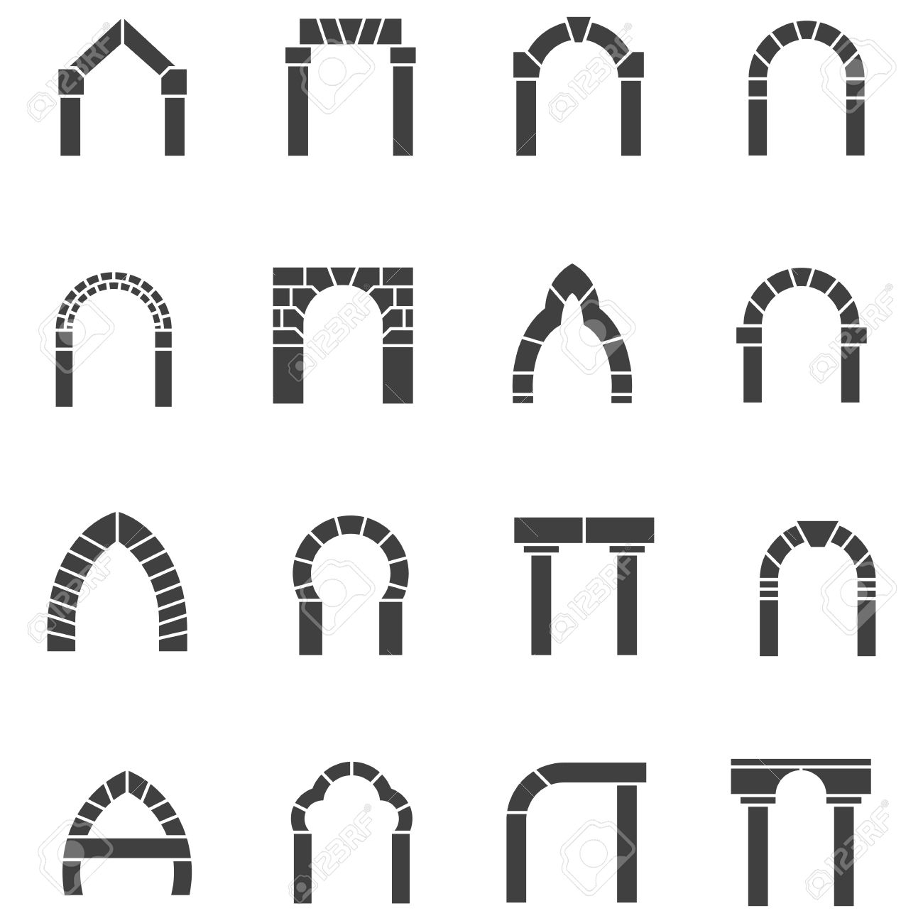 set of black silhouette