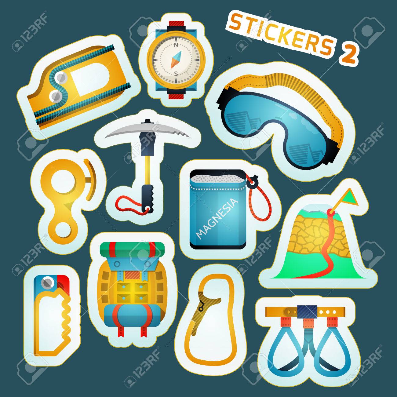 colorful stylish stickers collection for rock climbing royalty free