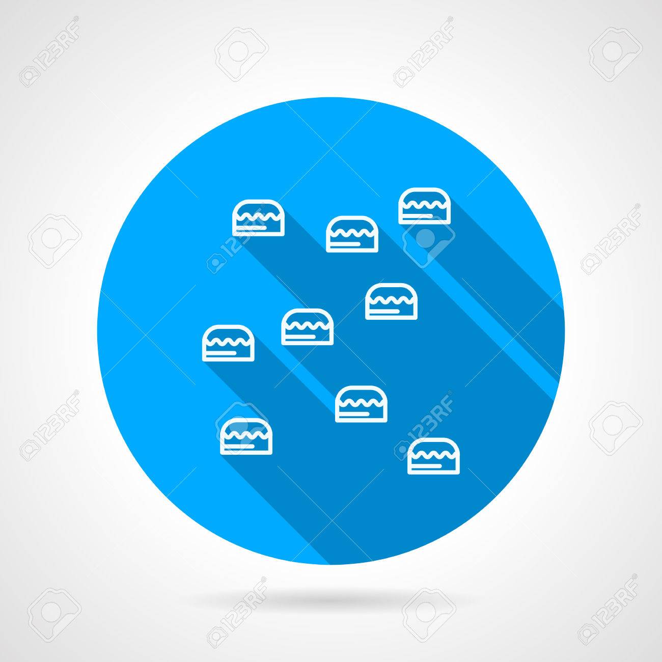 ロック クライミングやボルダリングを灰色の背景上の訓練の壁のラウンド青フラット ベクトル アイコン 長い影のデザイン のイラスト素材 ベクタ Image