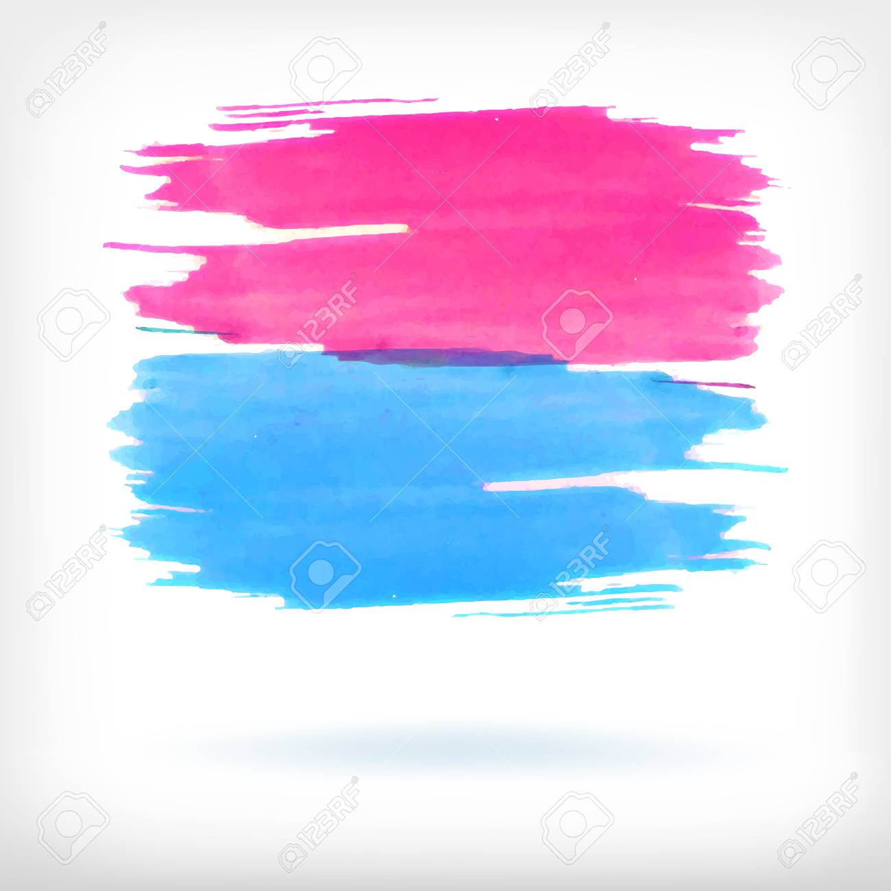 水彩ベクトル イラストやバナー白背景に青とピンクのブラシ ストロークで のイラスト素材 ベクタ Image