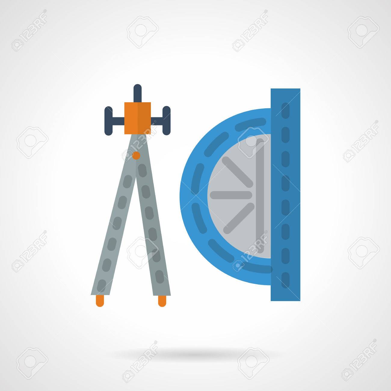 Compasses And Protractor Flat Color Style Vector Icon Tools