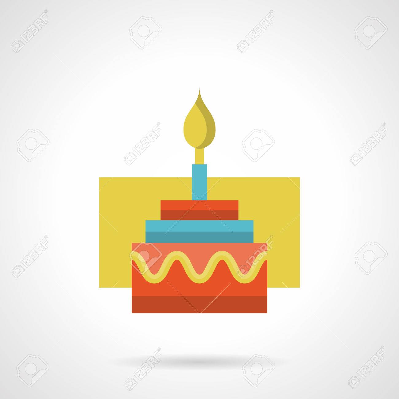 誕生日ケーキや記念日の単一の蝋燭のためのパイ デザートとパンします フラット カラー ベクトルのアイコン モバイル アプリや Web サイトの単一の Web デザイン要素です のイラスト素材 ベクタ Image 48218046