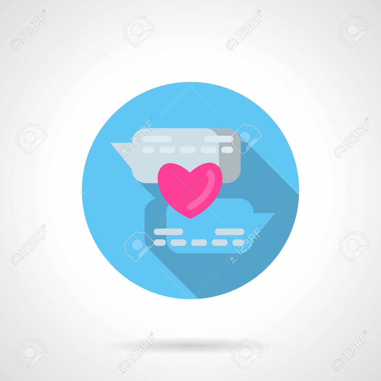 メッセージ要素は ピンクのハート オンラインで愛を宣言します インターネットの提案 バレンタインの日のテーマ 青はラウンド フラット スタイルのベクトルのアイコンです Web デザイン ビジネス モバイル アプリの要素です のイラスト素材 ベクタ Image