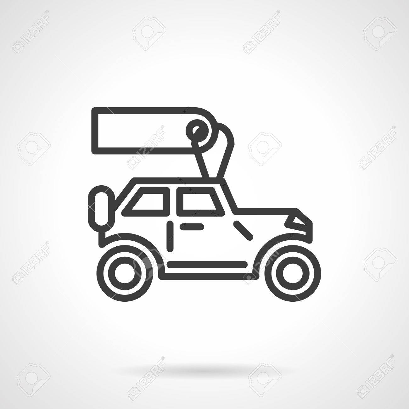 車ビジネス 自動車を販売または賃貸のための空白のラベル Suv の標識です 黒い線のスタイル 1 つのベクトル アイコン Web デザイン ビジネス モバイル アプリの要素です のイラスト素材 ベクタ Image
