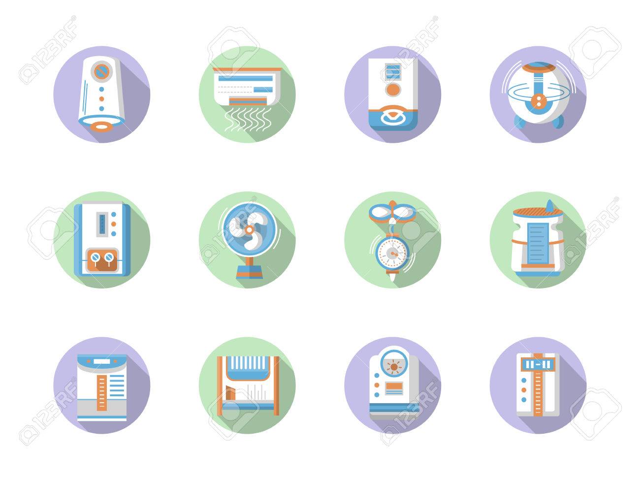 Heizung Luftung Und Anlage Gerate Haus Und Buro Klima Satz Von