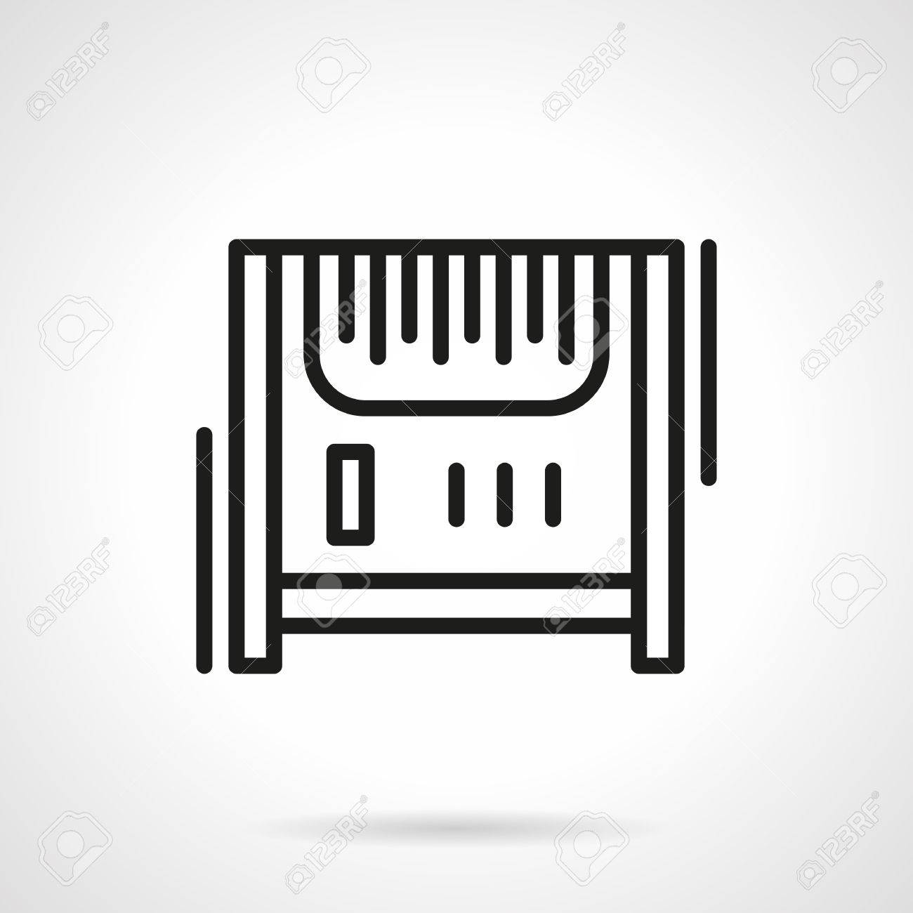 Aparatos Y Accesorios Del Sistema. O Calefactor. Equipo Climático. Línea De Negro Icono Del Diseño Vectorial Sola. Elemento Para El Diseño Web, Móvil Y De Negocios. Ilustraciones Vectoriales, Clip