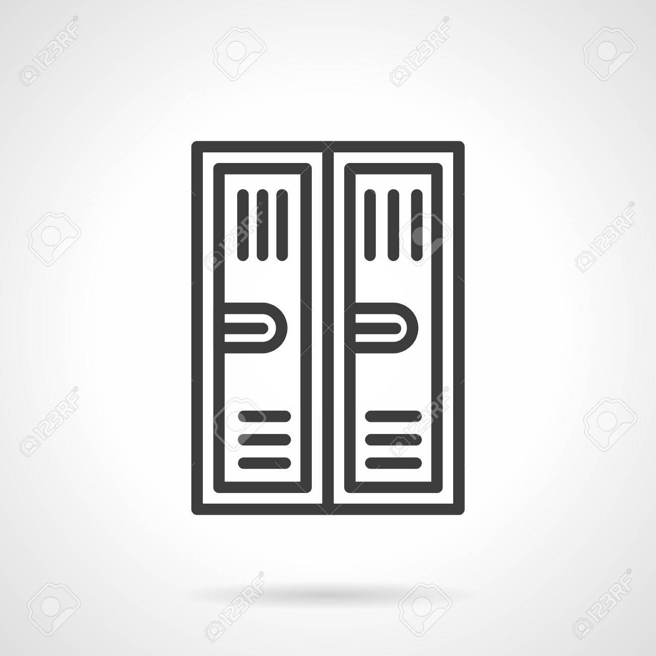鍵穴に金属ロッカーに 2 つ 機器や倉庫 ロッカー ルーム スポーツジム 学校用家具 シンプルな黒い線ベクトルのアイコン Web デザイン モバイル アプリケーションのための 1 つの要素 のイラスト素材 ベクタ Image