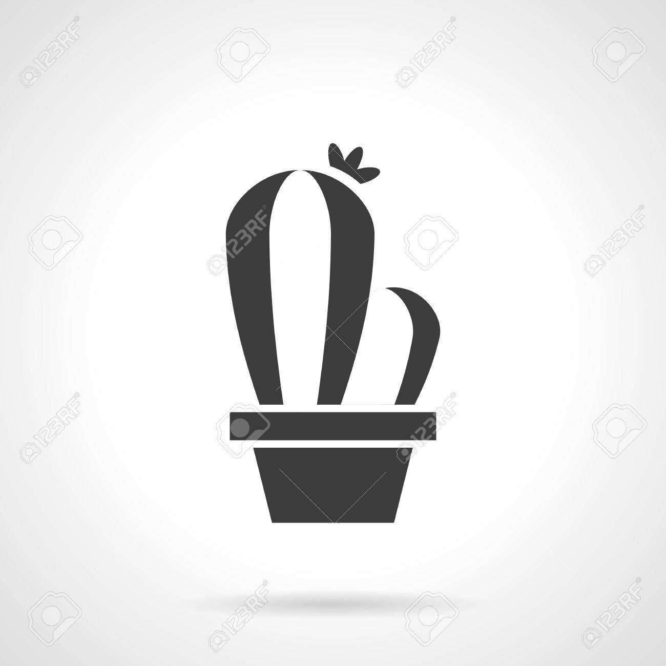 フラワー ポットのモノクロ シルエット サイン 砂漠のサボテン サボテンの花と植物 花の店 象徴的な黒グリフ スタイルのベクトルのアイコン のイラスト素材 ベクタ Image 5756