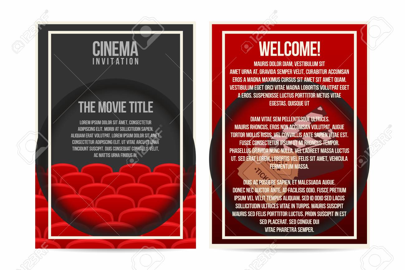 Cinema Poster, Invitation, Flyer Template. A22 Size. Cinema Seat Regarding Movie Flyer Template Word