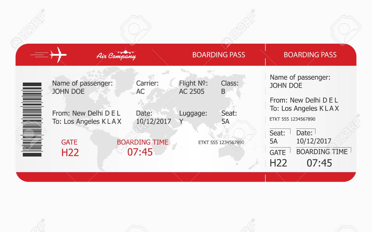 airplane ticket boarding pass ticket template vector royalty free