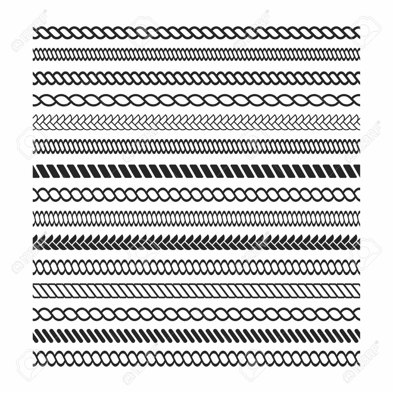 Rope Brushes Set. Rope Frame Design Elements. Seamless Marine Rope Texture  For Decoration. Vector Royalty Free SVG, Cliparts, Vectors, and Stock  Illustration. Image 84870730.