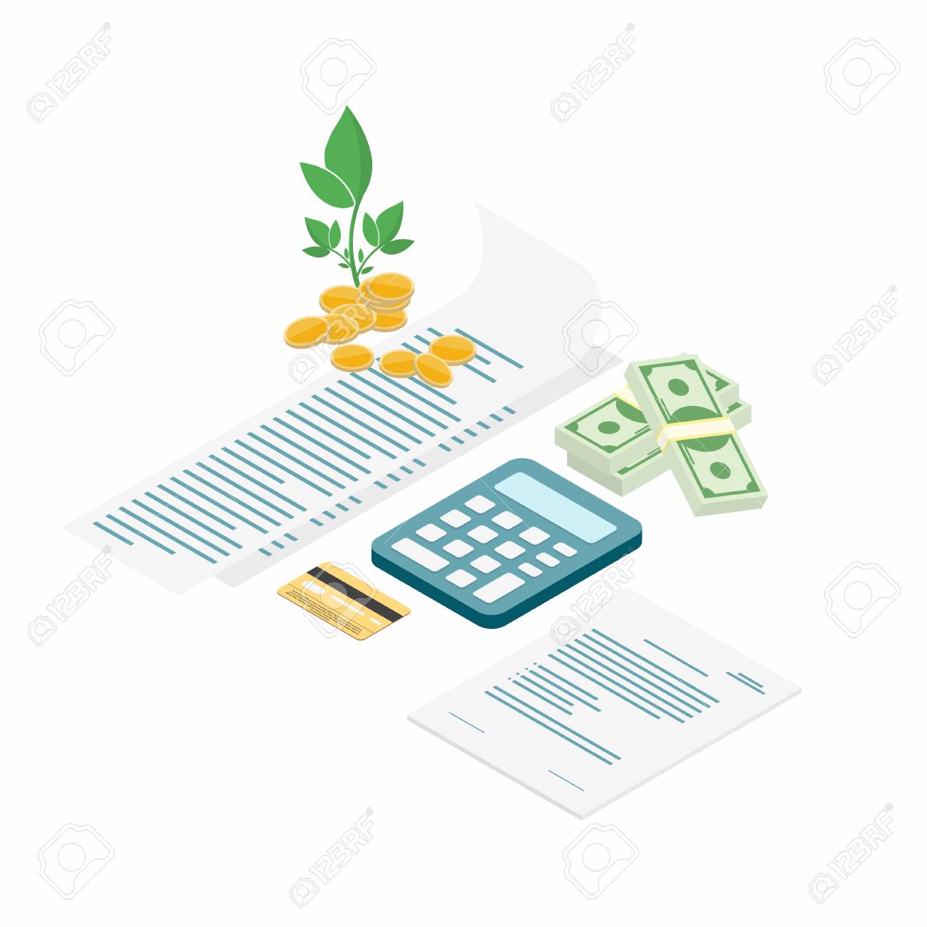 tax payment bills with calculator credit card cash and coins payment calculator credit card