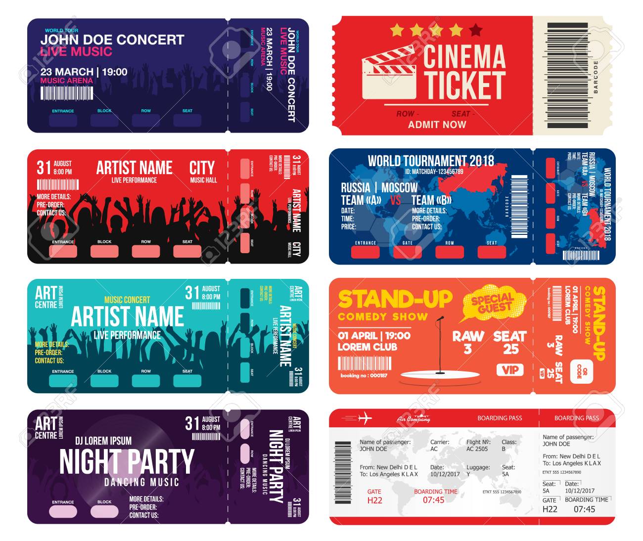 concert cinema airline and football ticket templates collection concert ticket maker
