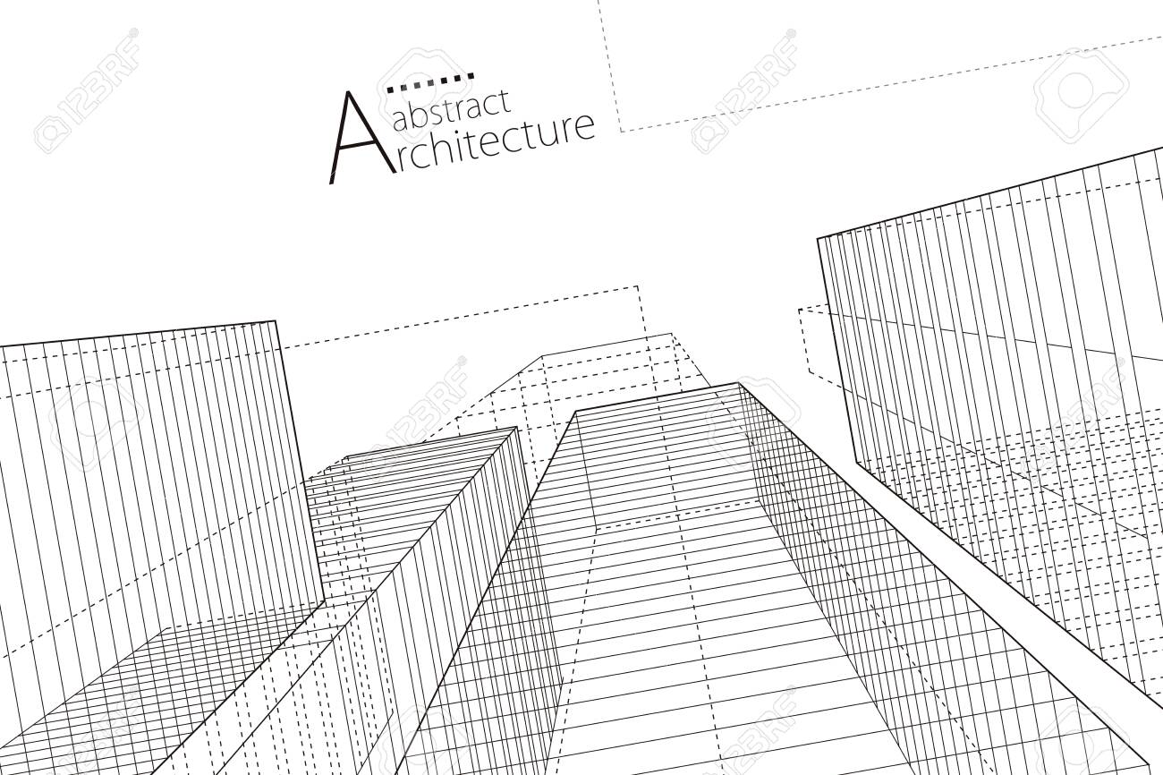 Modern Architecture Urban 3D Illustration. Architecture Building  Construction Perspective Line Drawing Design Abstract Background. Royalty  Free SVG, Cliparts, Vectors, and Stock Illustration. Image 146994177., image size:1300x866