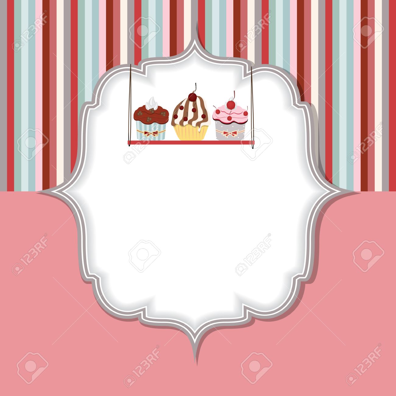 cupcake invitation card vector illustration royalty free cliparts