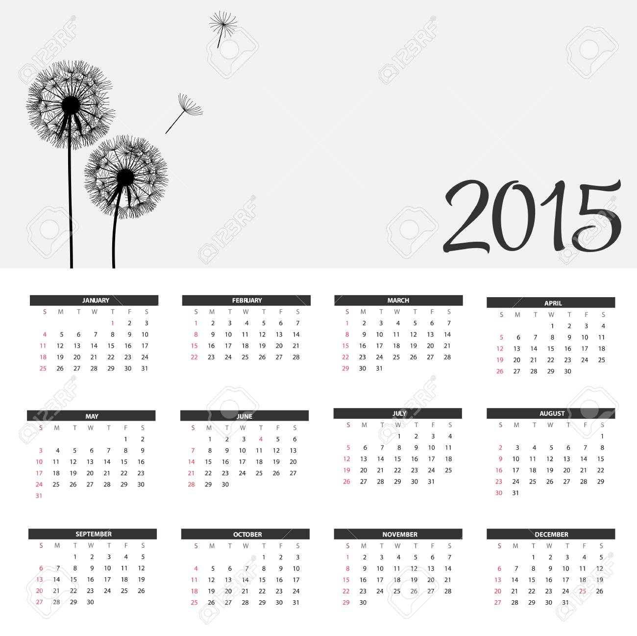 ベクトル イラスト 2015 年カレンダー のイラスト素材 ベクタ Image 29728278