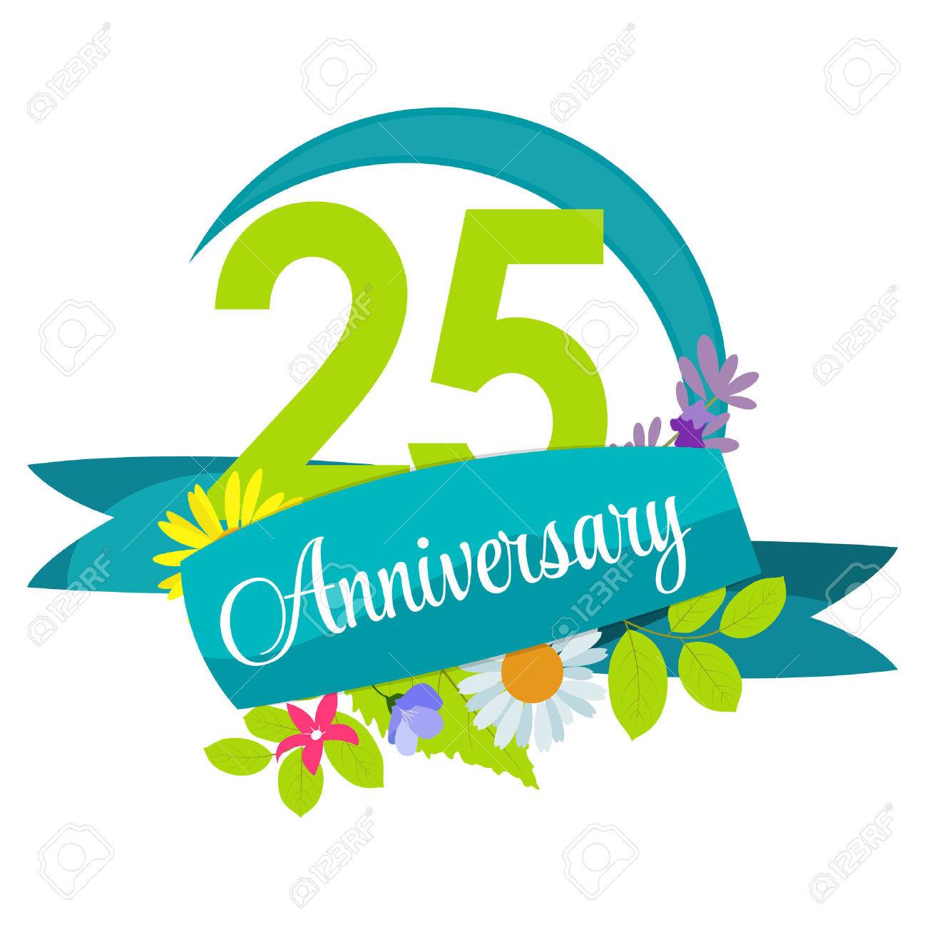 Mignon Modele Nature Fleur 25 Ans Anniversaire Signe Vecteur Clip Art Libres De Droits Vecteurs Et Illustration Image
