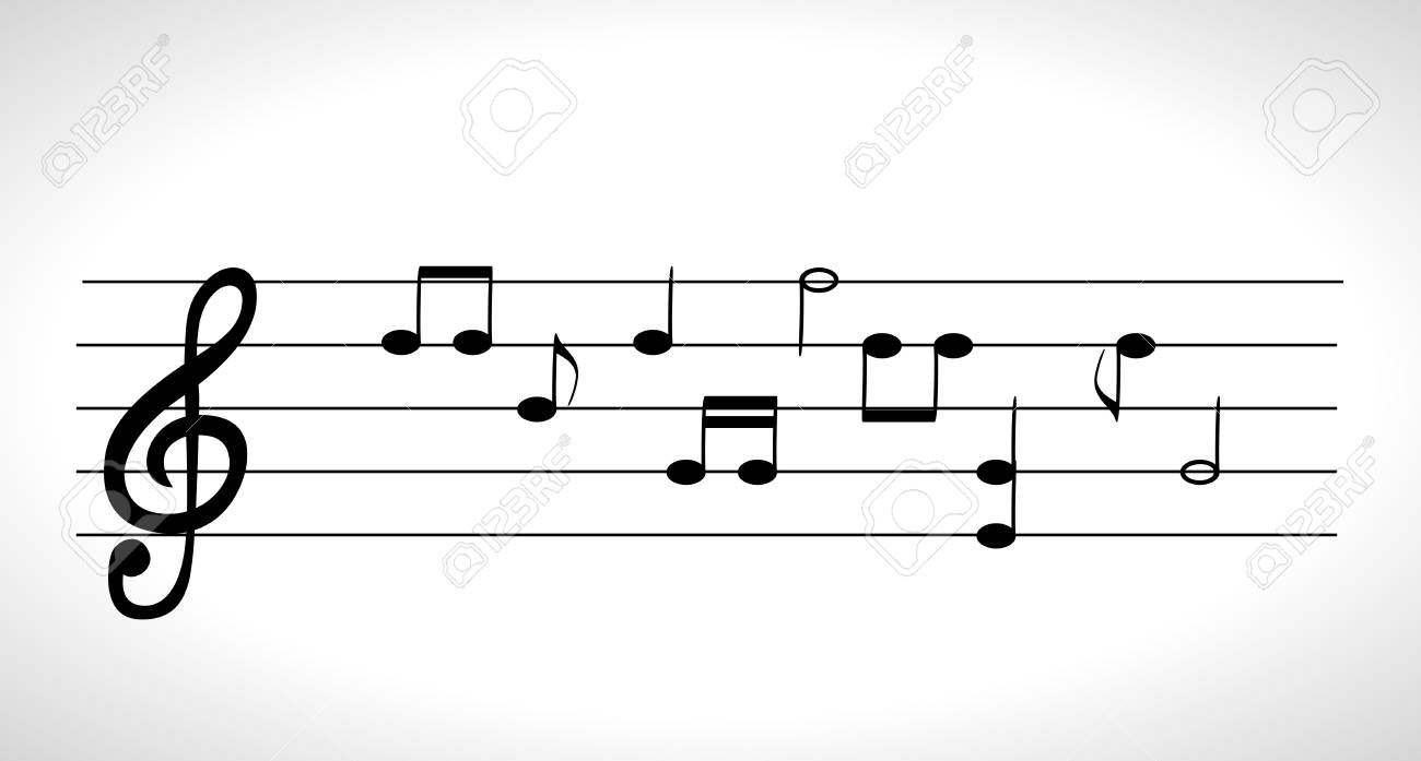 人の作品なし 5 ラインのクロック表記上の音符のセットのイラスト素材 ベクタ Image