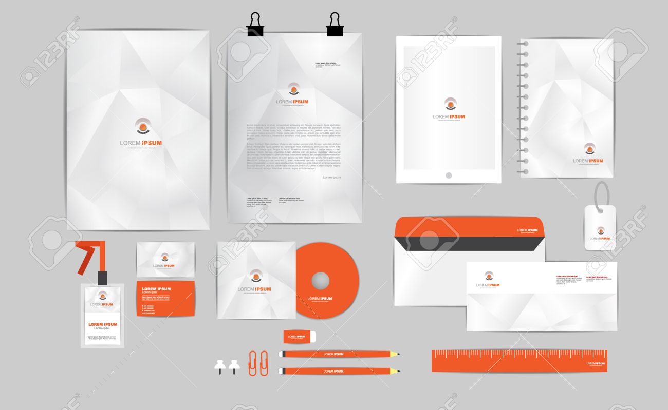 orange and grey corporate identity template for your business