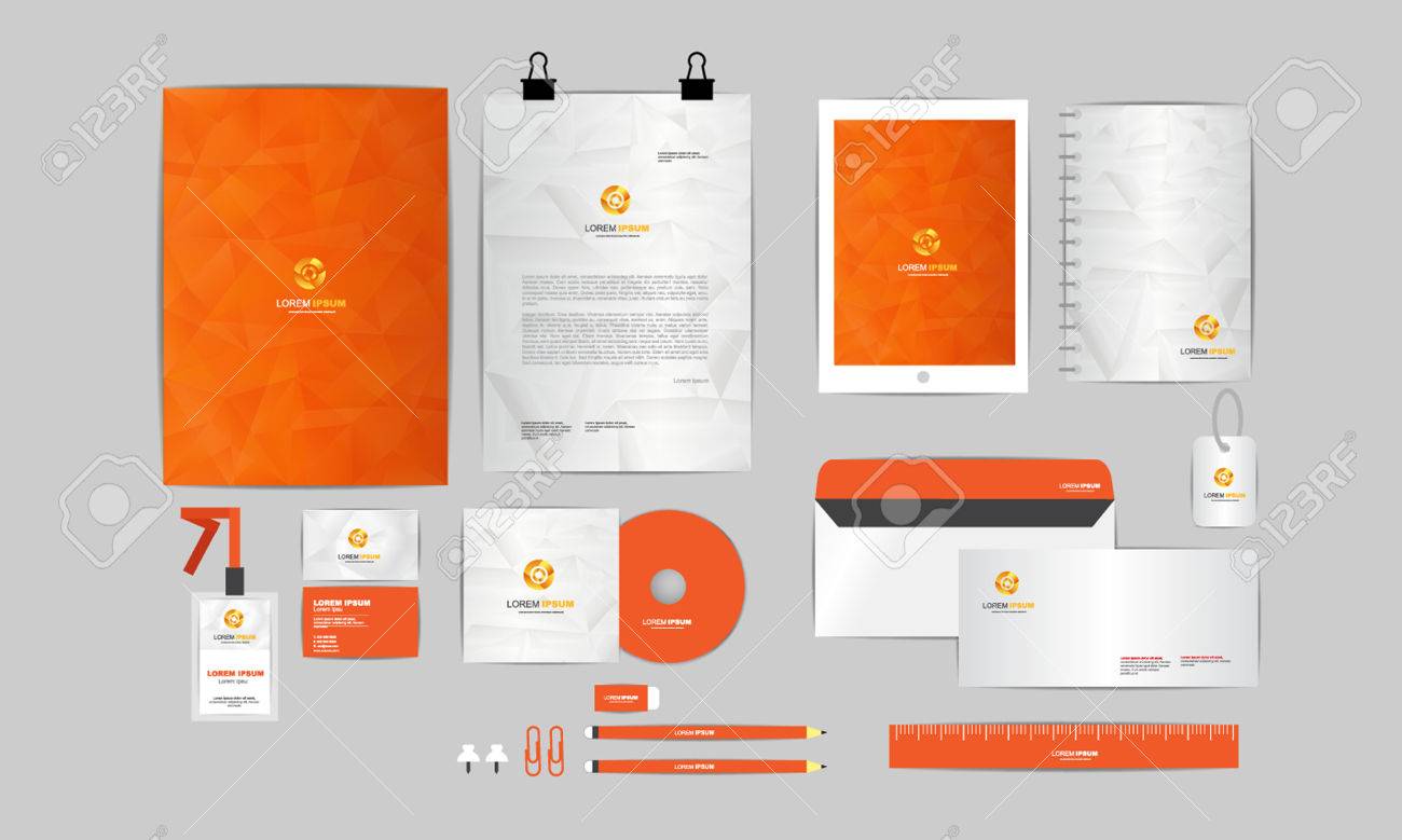 orange and grey corporate identity template for your business