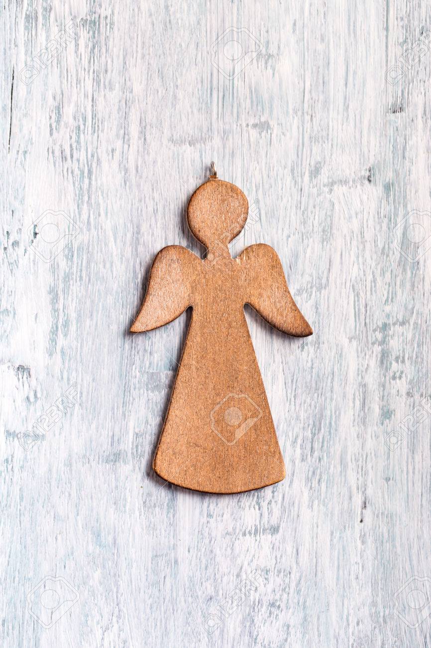Nordic Grey Painted Wood Angel Christmas Decoration Christmas Angel 7cm x 6cm