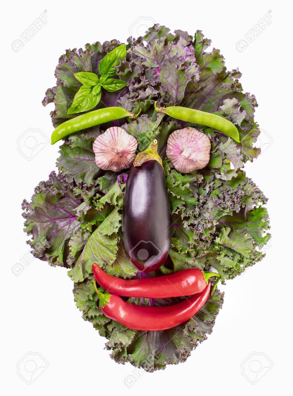 Download Face Made Of Kale And Vegetables Isolated Stock Photo Picture And Royalty Free Image Image 84598985 PSD Mockup Templates