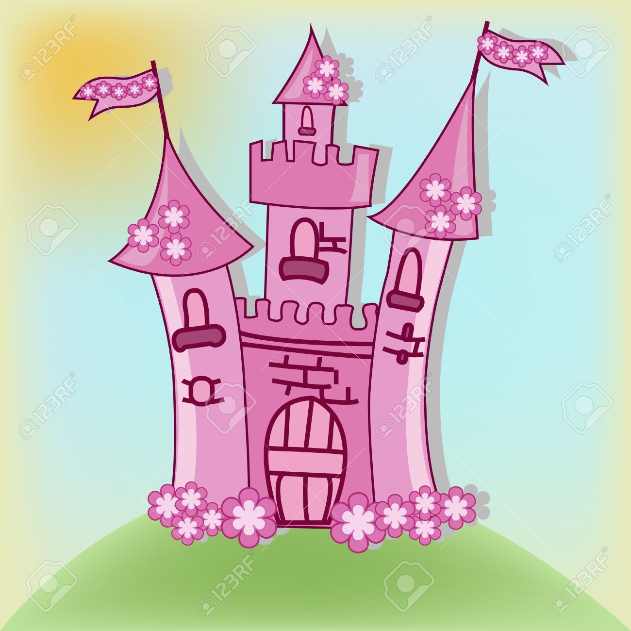 美しいピンクのお城 のイラスト素材 ベクタ Image