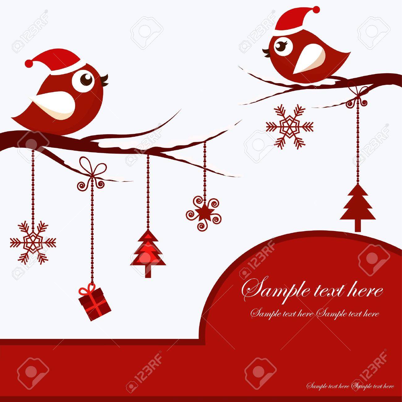 Carte De Noël Avec Les Oiseaux