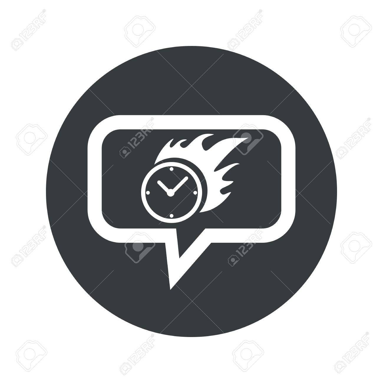 Image De La Combustion Horloge Dans Le Chat Bulle Dans Un Cercle Noir Isolé Sur Blanc