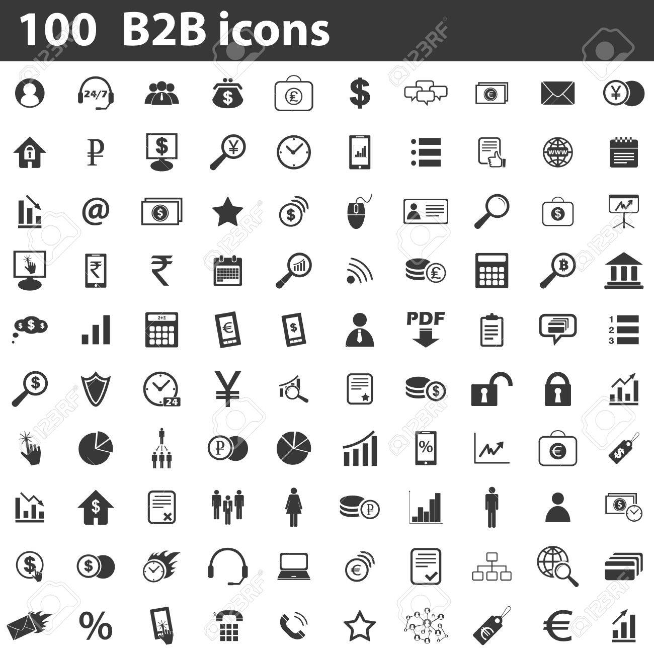 100 B2B icons set, simple black images on white background - 45632603 100 B2B icons set, simple black images on white background - 45632603