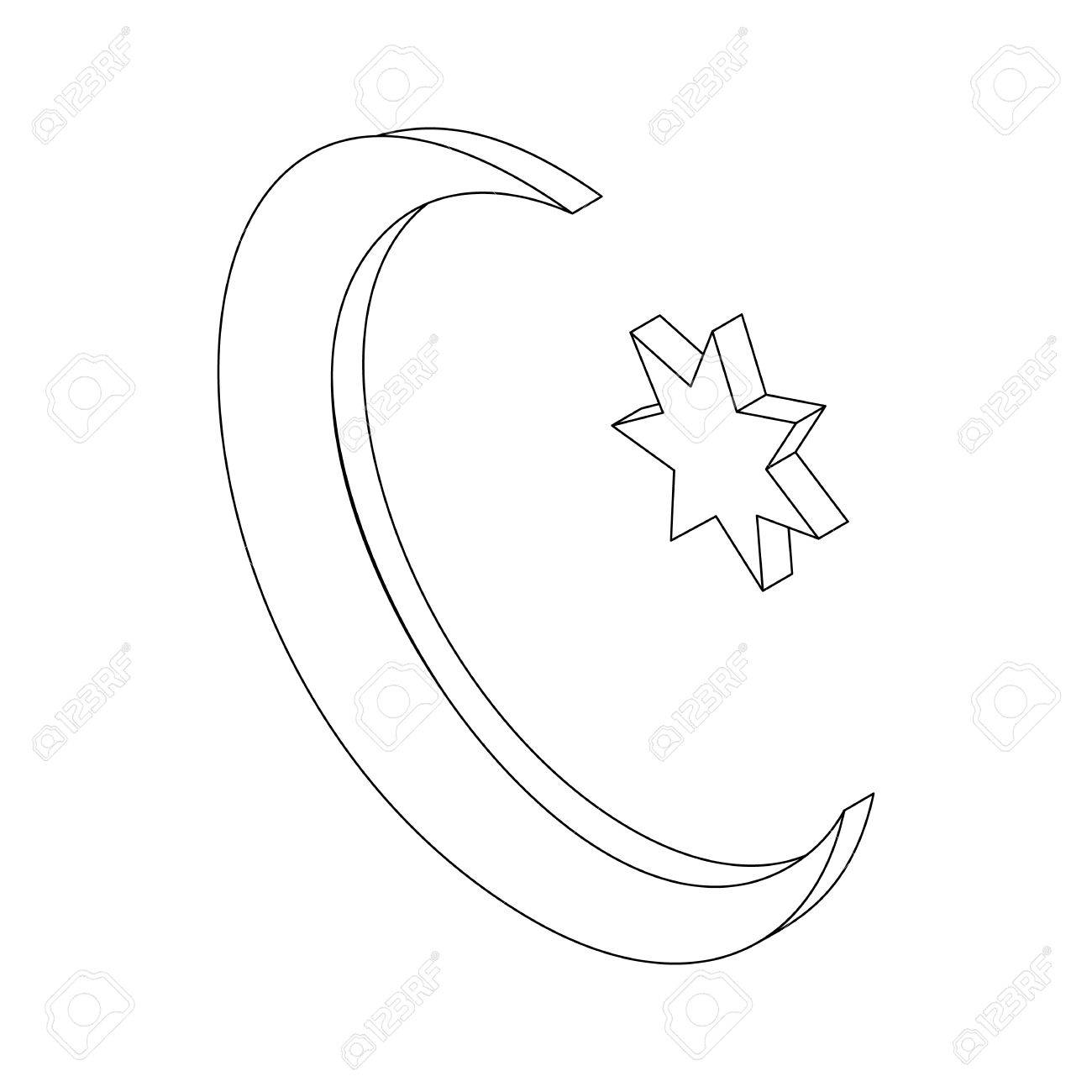 Stern Und Halbmond Islam Symbol Symbol Isometrische 3d Stil Schwarze Illustration Auf Weiss Fur Web Lizenzfrei Nutzbare Vektorgrafiken Clip Arts Illustrationen Image