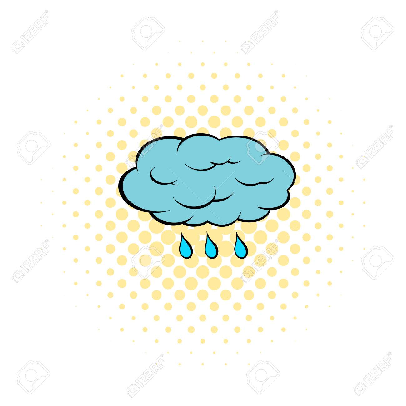 点線の背景を Pop アート スタイルの雨クラウド アイコン 秋の