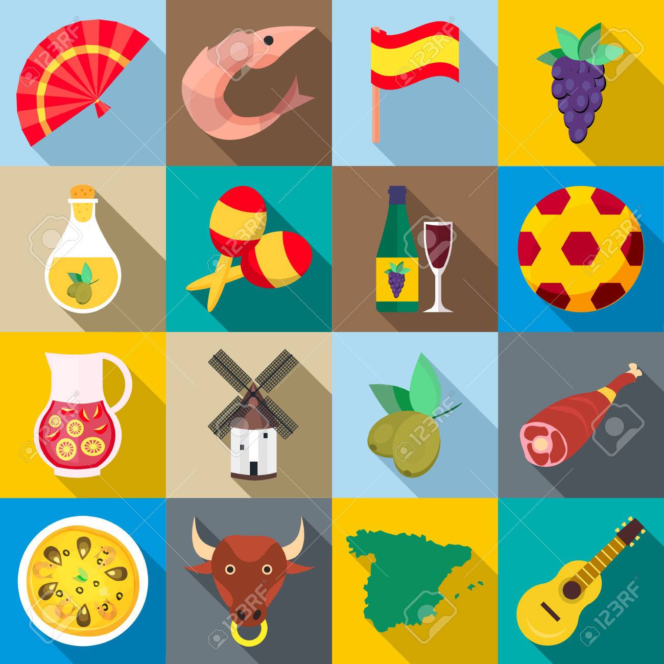 スペインのアイコンを任意のデザインのフラット スタイルの設定します のイラスト素材 ベクタ Image スペインのアイコンを任意のデザインのフラット スタイルの設定します のイラスト素材 ベクタ Image