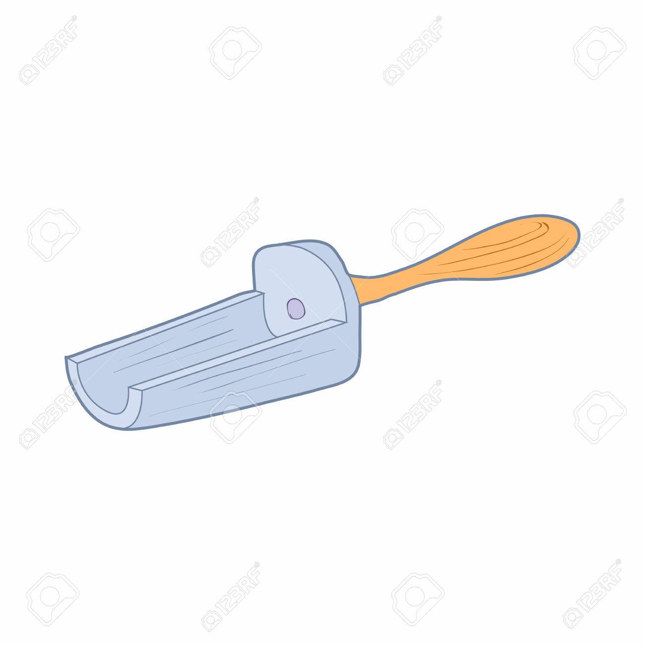 漫画のスタイルの白い背景の上に金属のスコップのアイコン のイラスト素材 ベクタ Image
