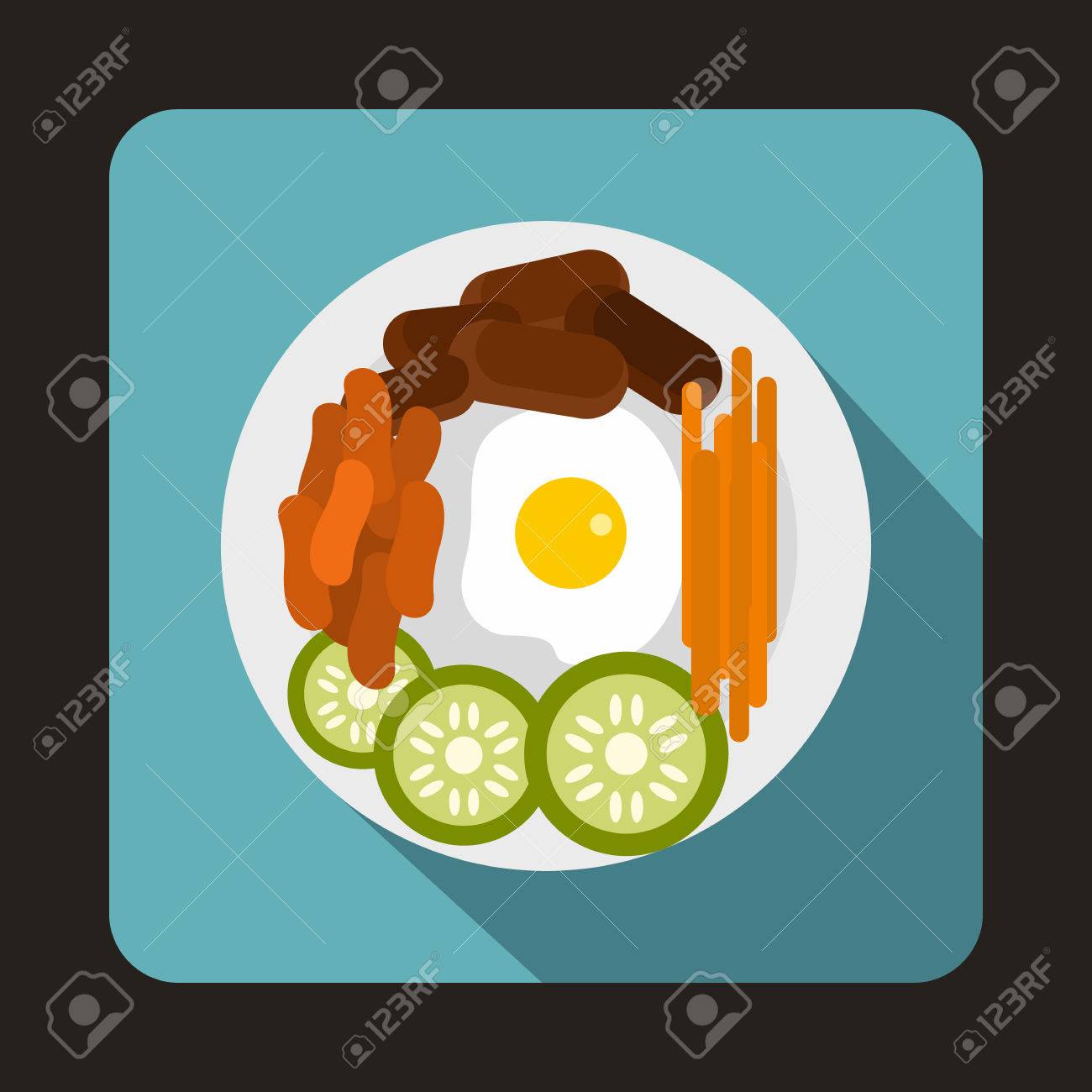 水色の背景にフラット スタイルの韓国料理アイコンのイラスト素材 ベクタ Image