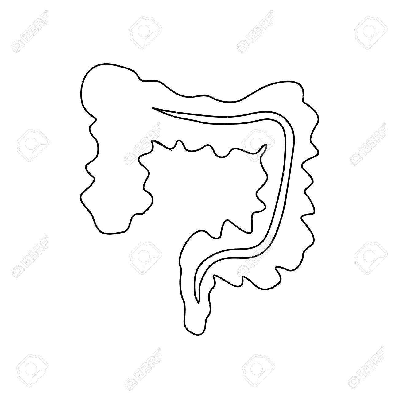 アウトライン スタイルの白い背景で隔離の腸アイコンのイラスト素材 ベクタ Image