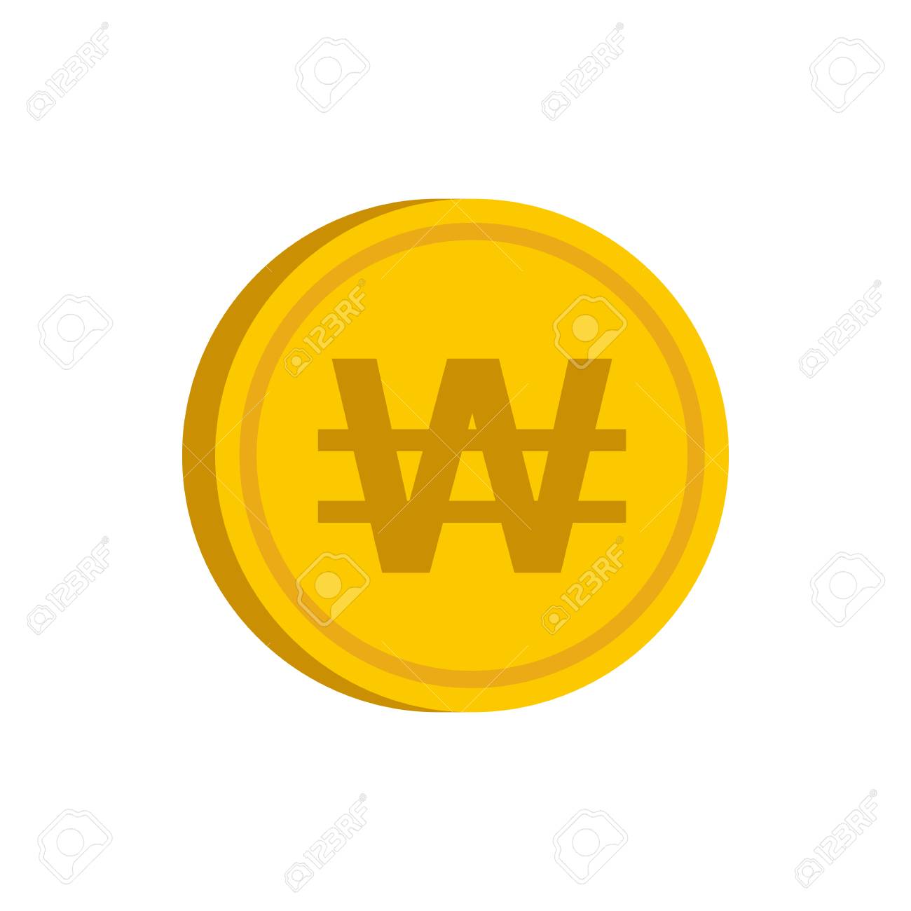 흰색 배경 벡터 일러스트 레이 션 플랫 스타일의 원 기호 아이콘 골드 코인 로열티 무료 사진, 그림, 이미지 그리고 스톡포토그래피.  Image 62160202