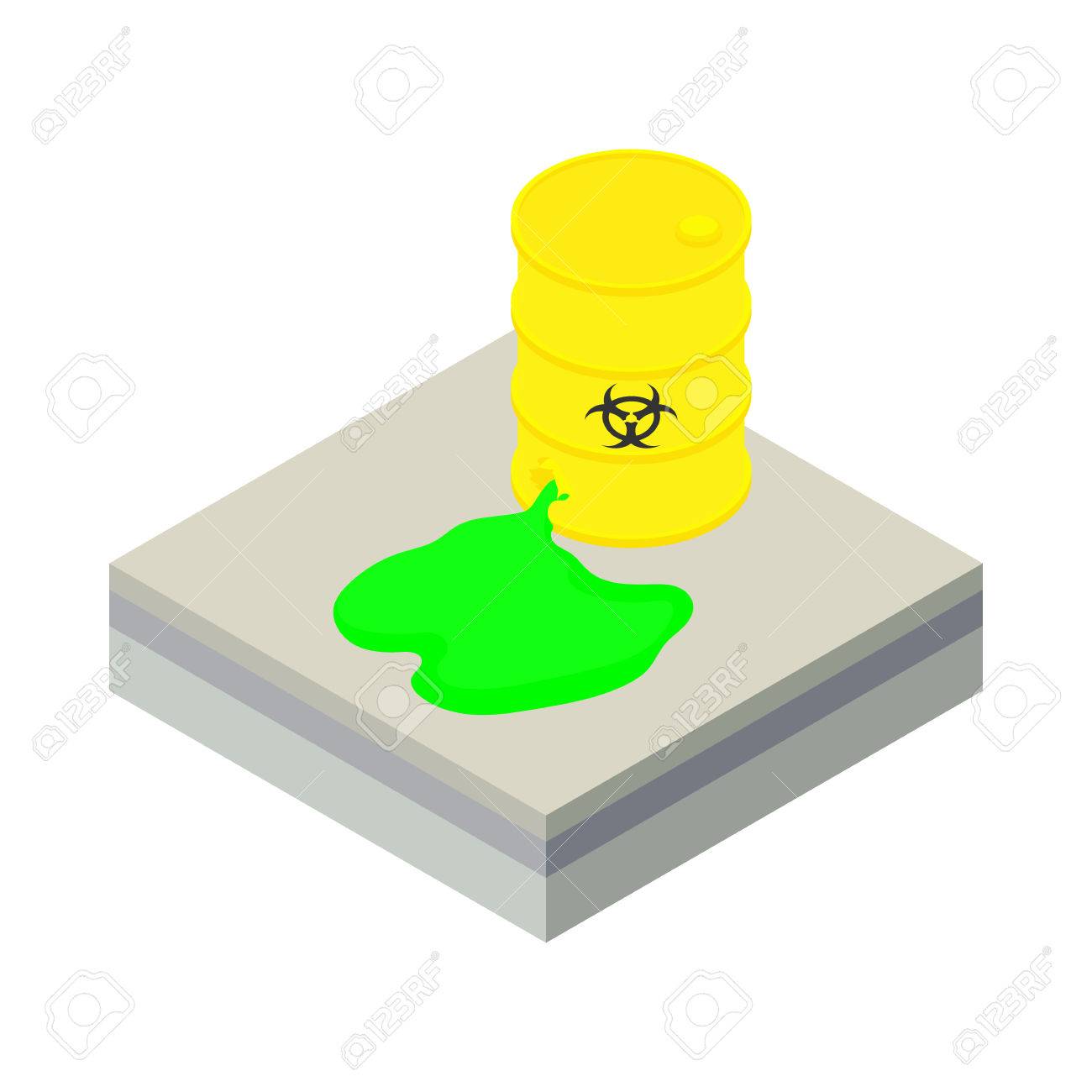 독성 폐기물 흰색 배경 벡터 일러스트 레이 션에 만화 스타일에서 배럴당 아이콘에서 흘리 고 로열티 무료 사진, 그림, 이미지 그리고  스톡포토그래피. Image 62199848