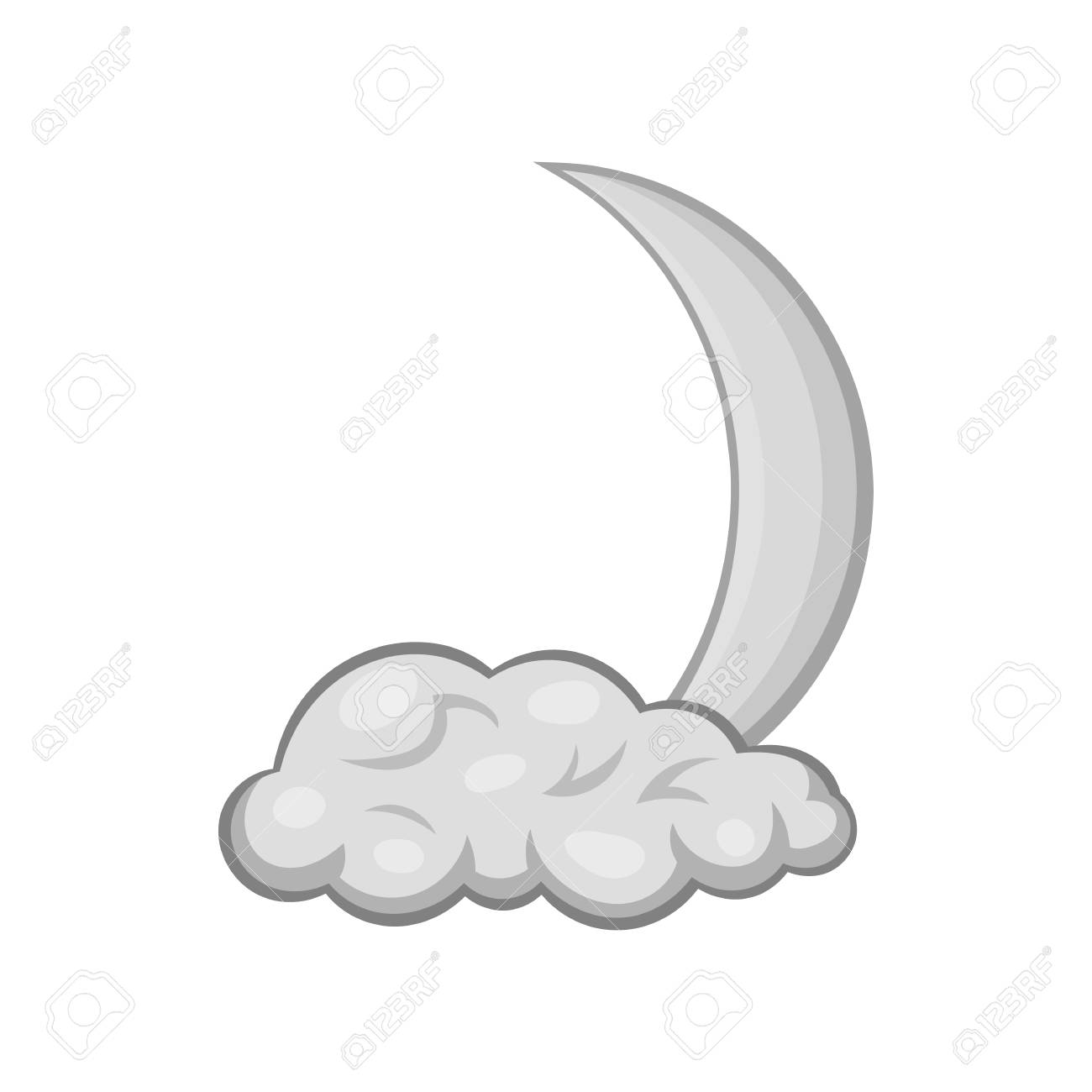 cloud and crescent moon