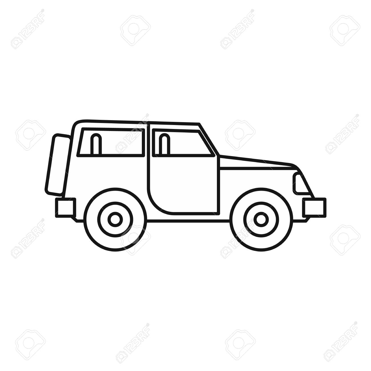 jeep icon in outline style on a white background vector illustration