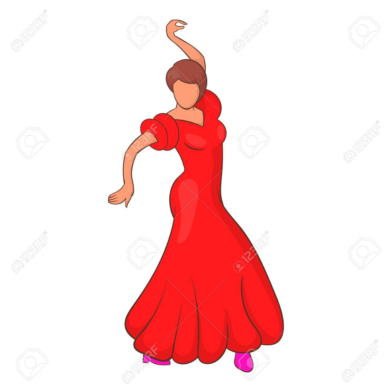 Flamenco Dancer Icon In Cartoon Style Isolated On White Background Royalty Free Cliparts Vectors And Stock Illustration Image