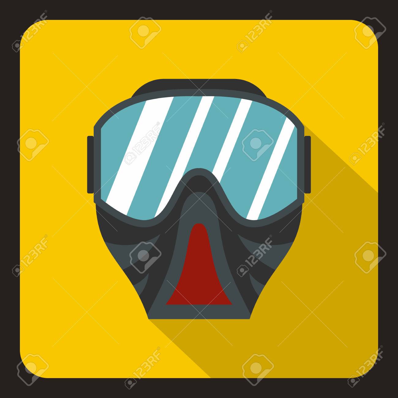 Paintball Mask Icon In Flat Style On A Yelllow Background Vector Royalty Free Cliparts Vectors And Stock Illustration Image 63486291