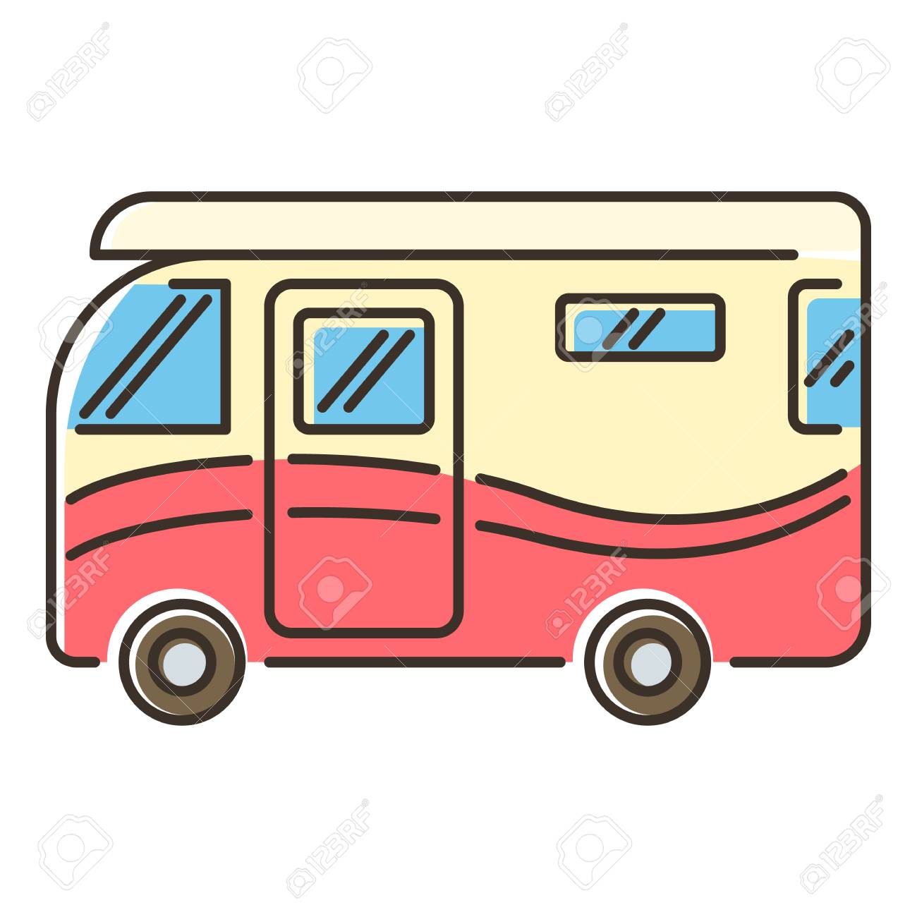 Camper van icon. Flat illustration of vector icon for web Camper van icon. Flat illustration of vector icon for web